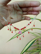Red tulip Crystal Drip necklace
