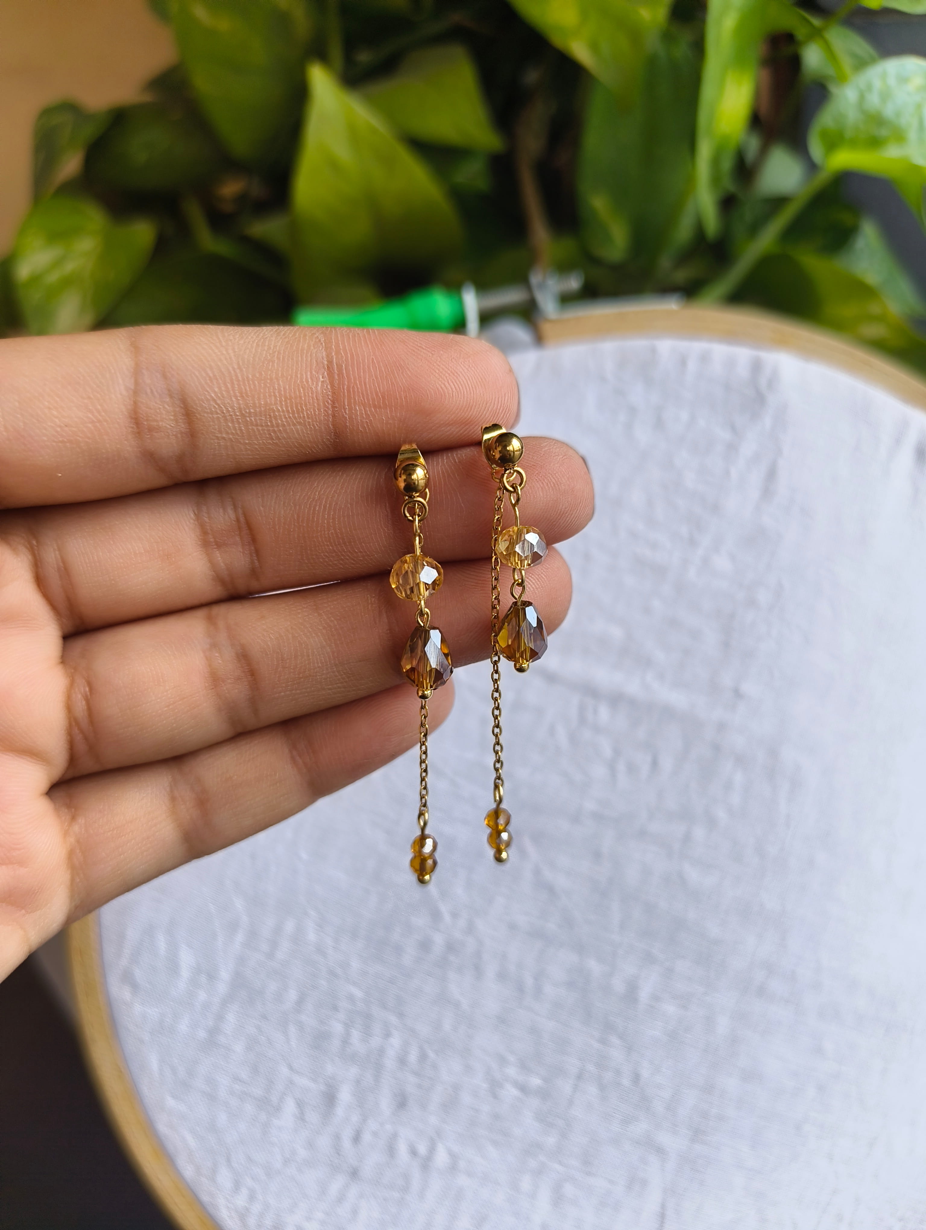 Amber Cascade Necklace & Earrings Set