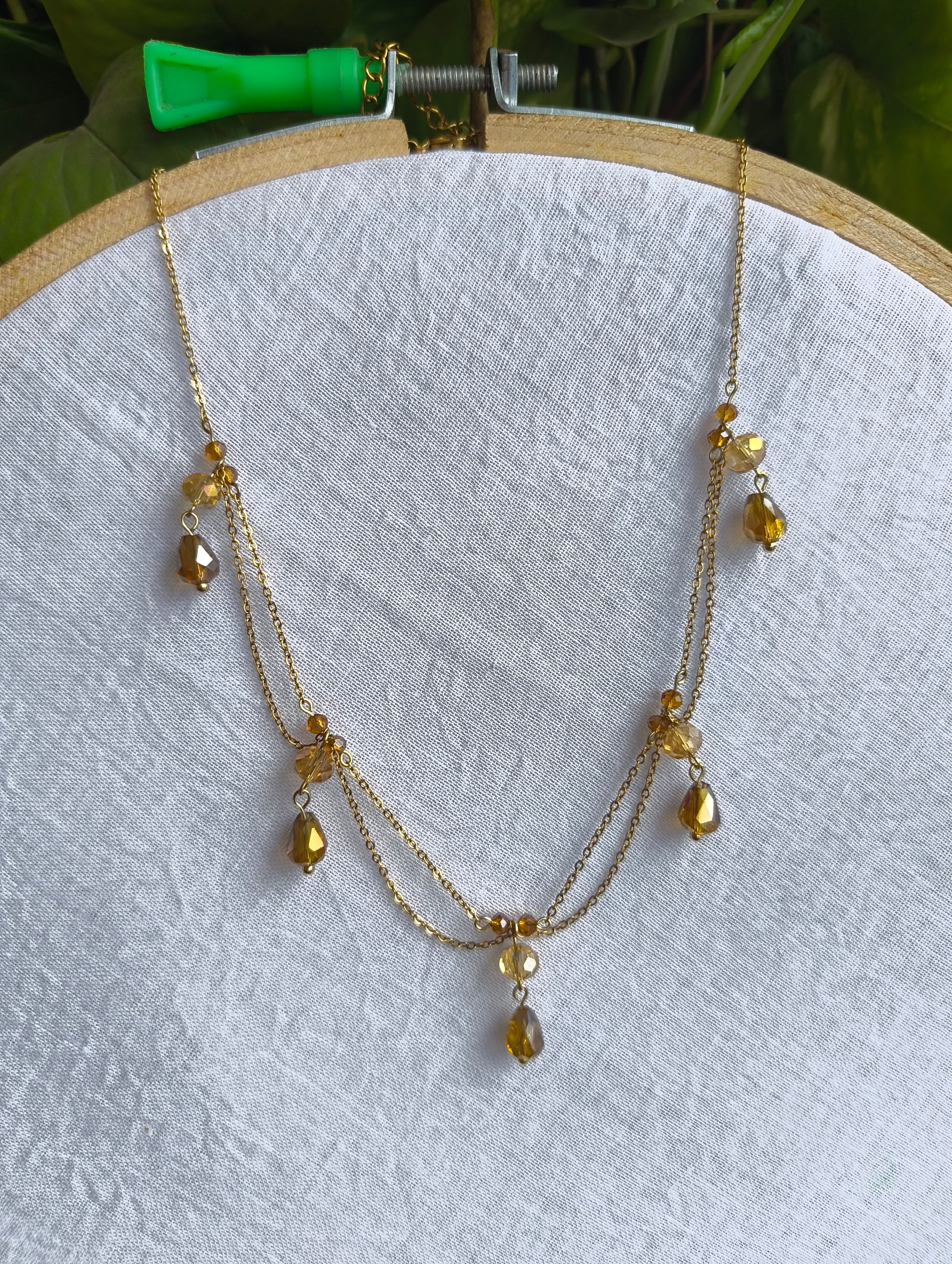Amber Cascade Necklace & Earrings Set