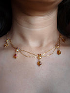 Amber Cascade Necklace & Earrings Set