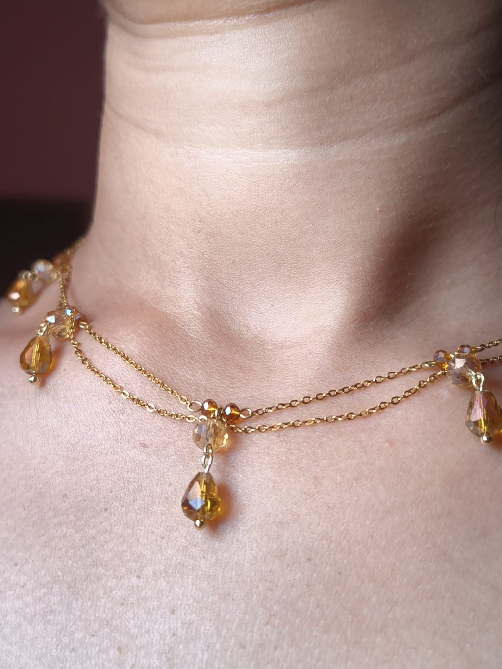 Amber Cascade Necklace & Earrings Set