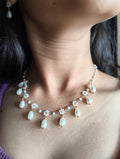 Ivory Blossom Pearl Drop Necklace Set