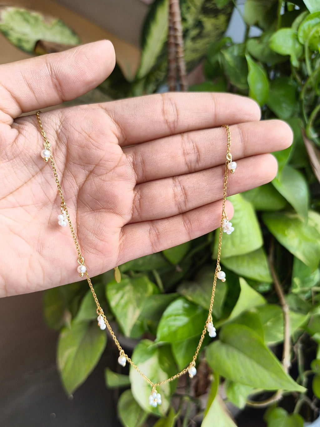 Daisy Pearl Charm Necklace