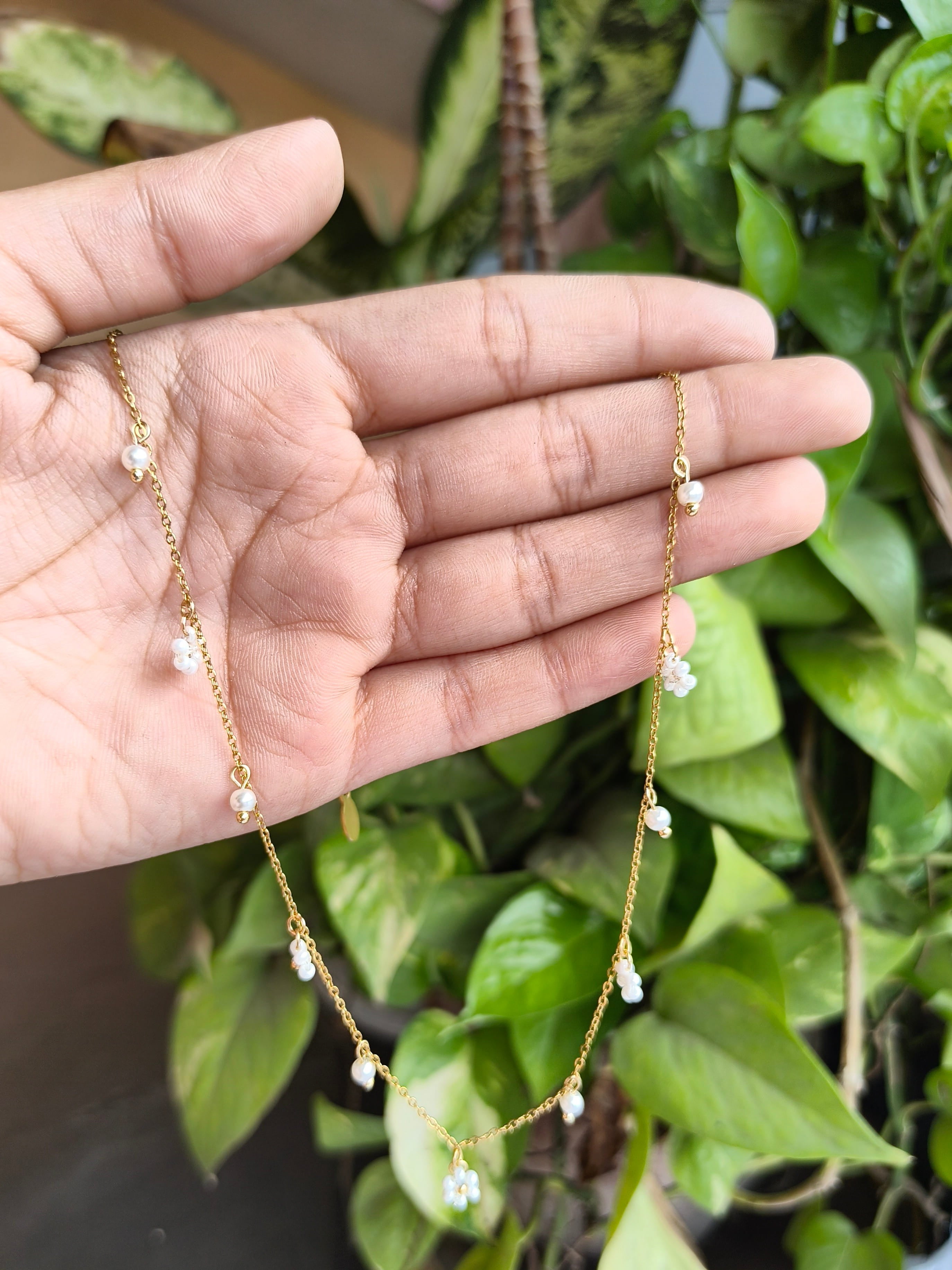 Daisy Pearl Charm Necklace