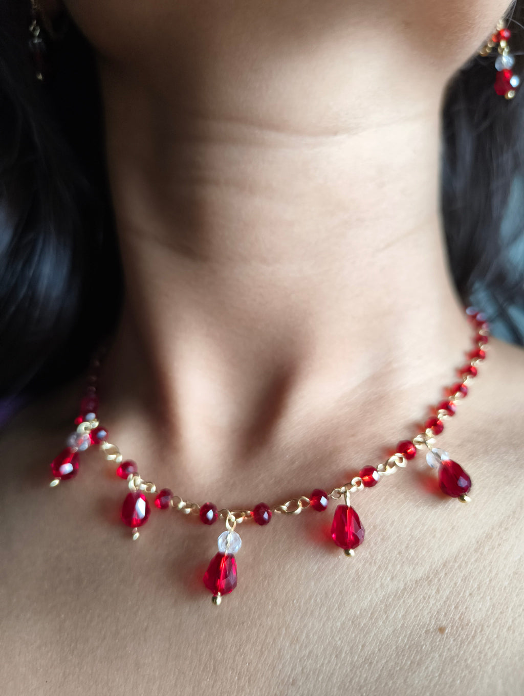 Ruby Dew Necklace Set