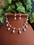 Ivory Blossom Pearl Drop Necklace Set