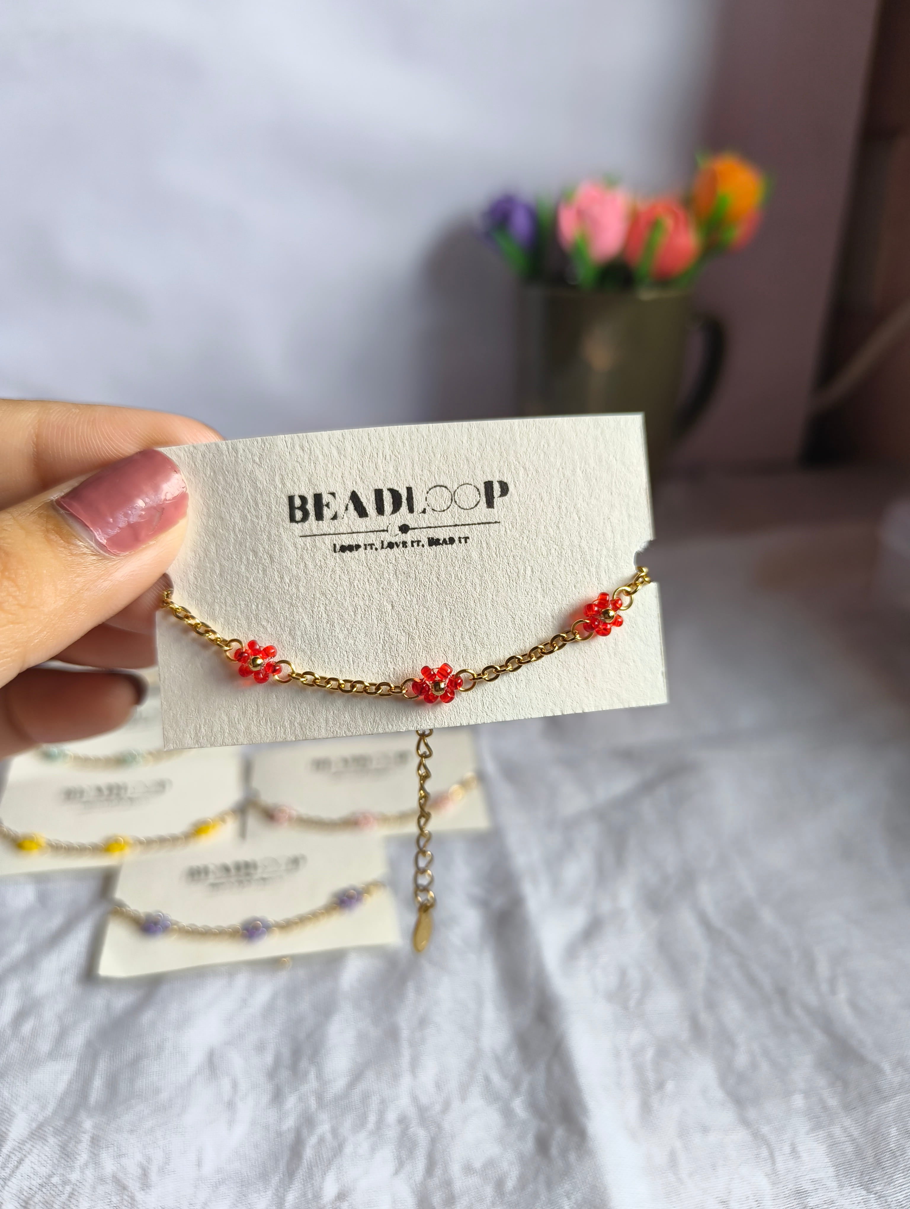 The Dainty Daisy Chain Bracelet (set of 7 different colours)