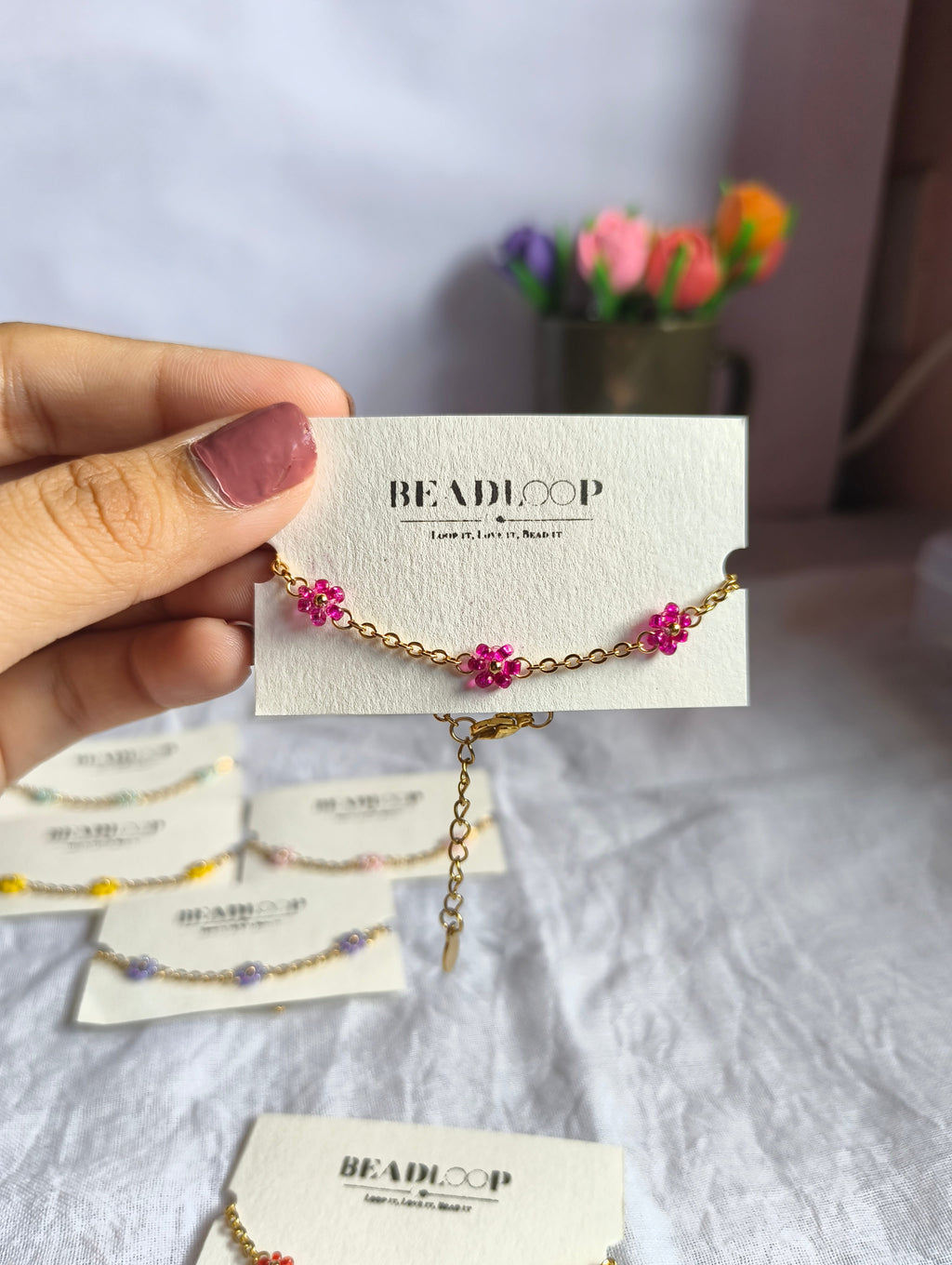 The Dainty Daisy Chain Bracelet (set of 7 different colours)