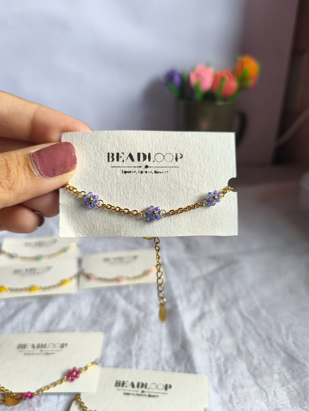 The Dainty Daisy Chain Bracelet (set of 7 different colours)