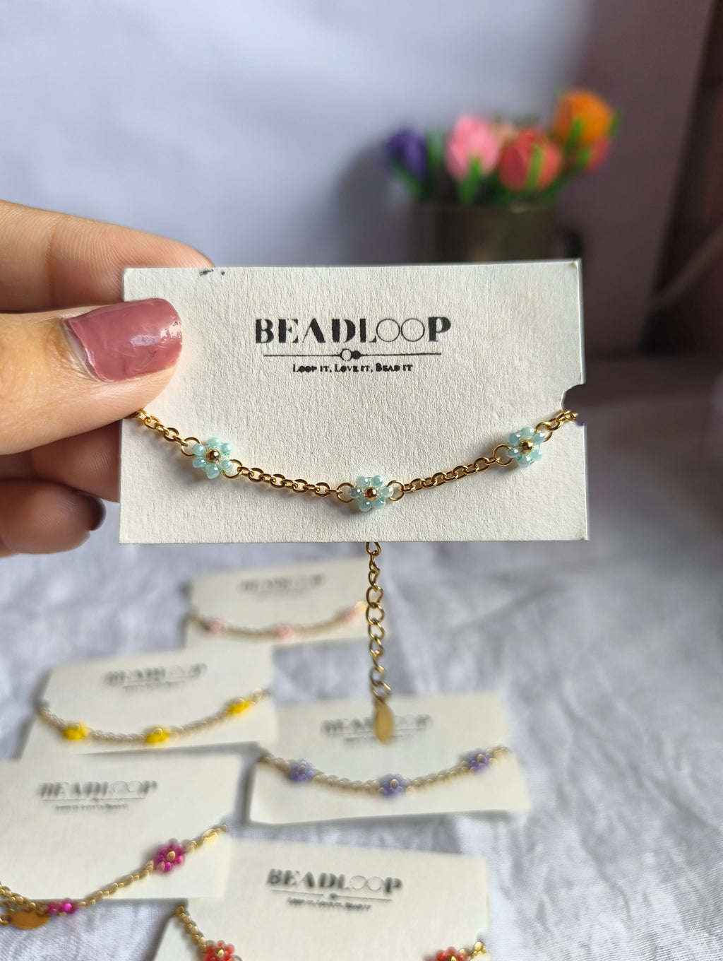 The Dainty Daisy Chain Bracelet (set of 7 different colours)