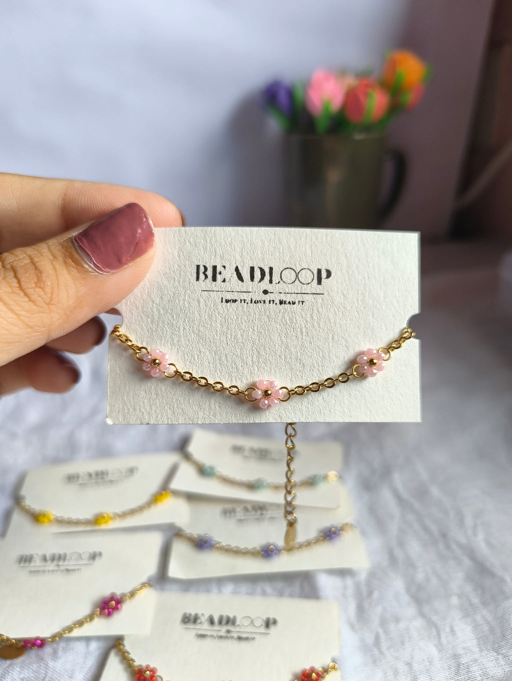 The Dainty Daisy Chain Bracelet (set of 7 different colours)