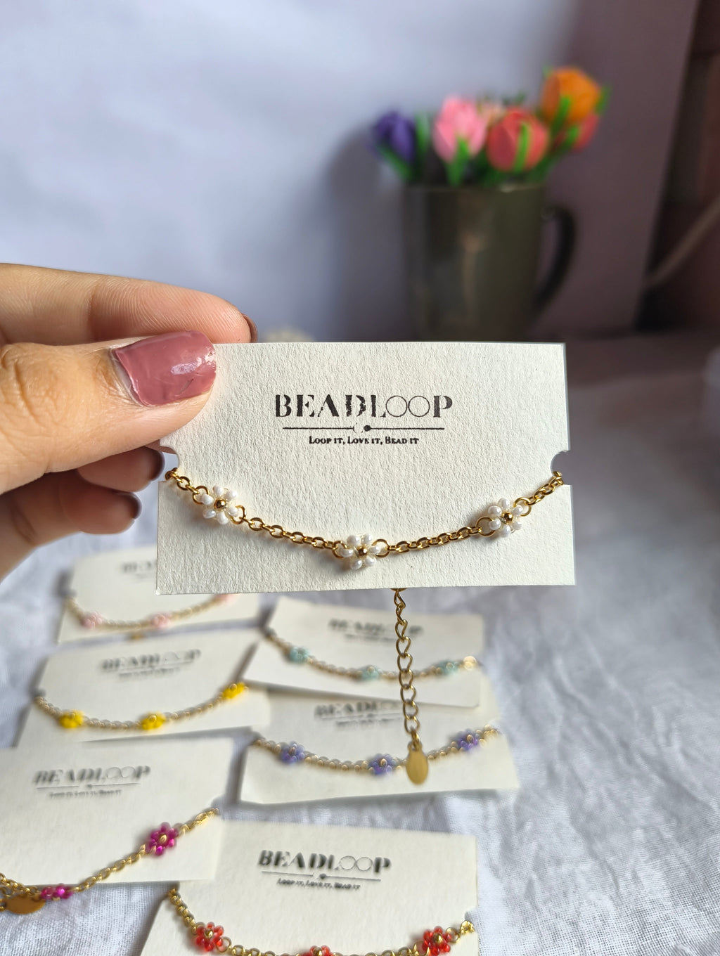 The Dainty Daisy Chain Bracelet (set of 7 different colours)