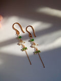 The Beaded leaf Chain Earrings