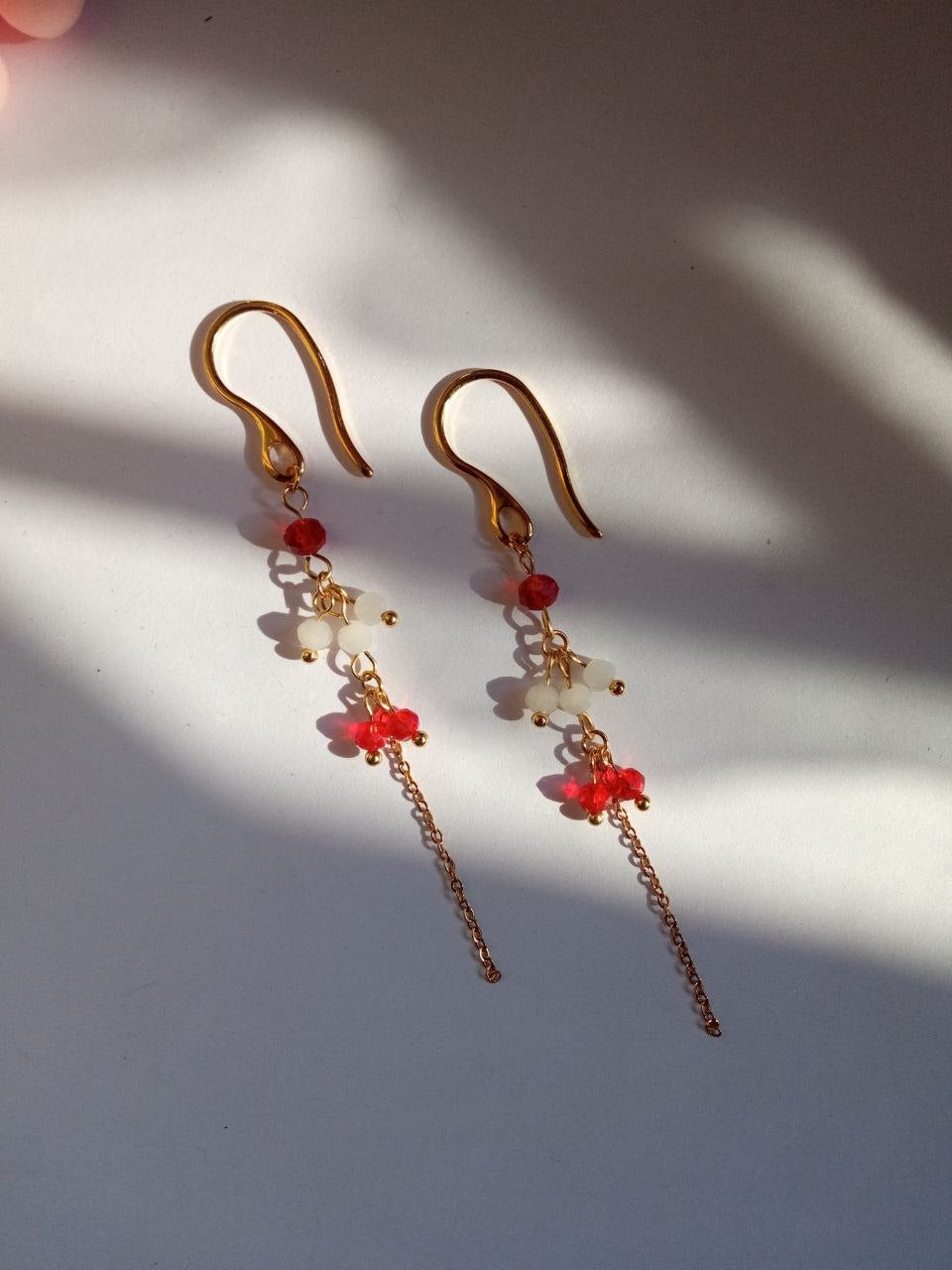 The Beaded Red Crystal Chain Earring